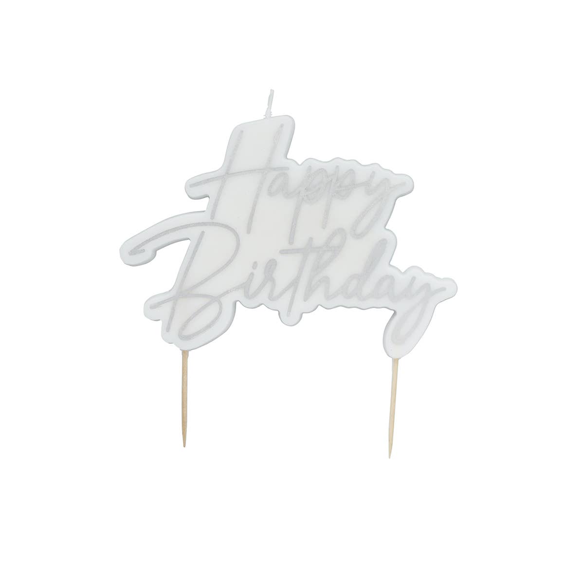 SILVER HAPPY BIRTHDAY WAX CANDLE