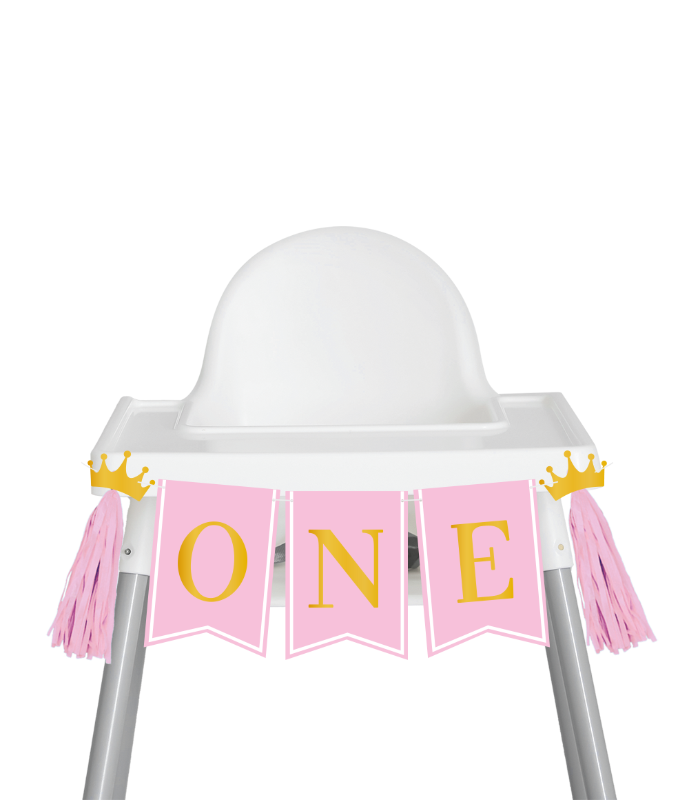 "ONE" HIGH CHAIR PINK FIRST BIRTHDAY PARTY GARLAND - Winterberries