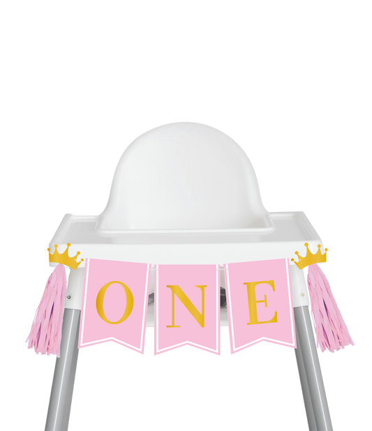 "ONE" HIGH CHAIR PINK FIRST BIRTHDAY PARTY GARLAND - Winterberries