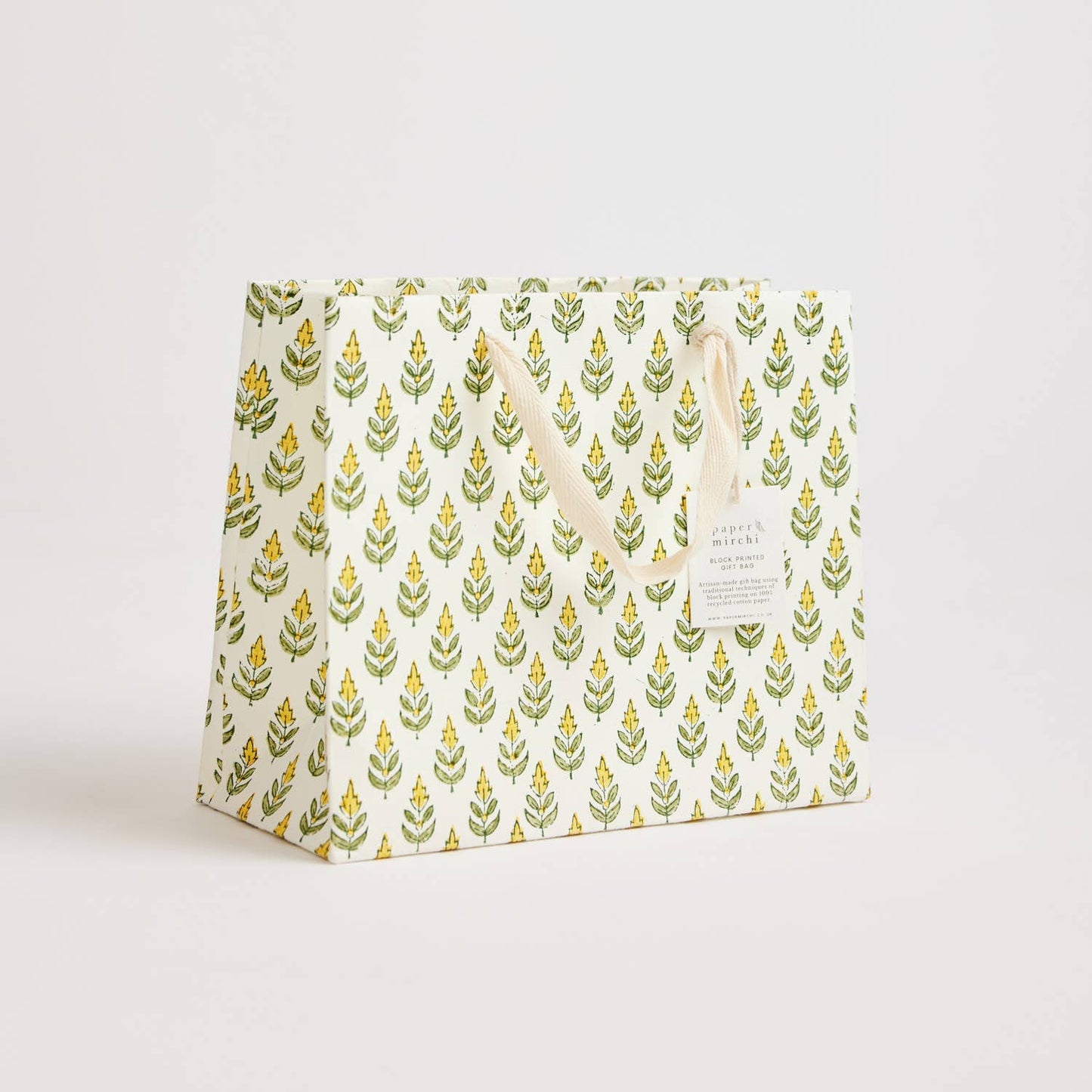x1 Hand Block Printed Gift Bag (Medium) - Sunshine - Winterberries