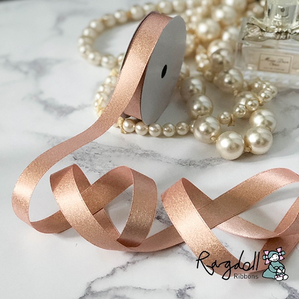 16mm Rose Gold Sparkle Ribbon - 10 Meter Roll - Winterberries