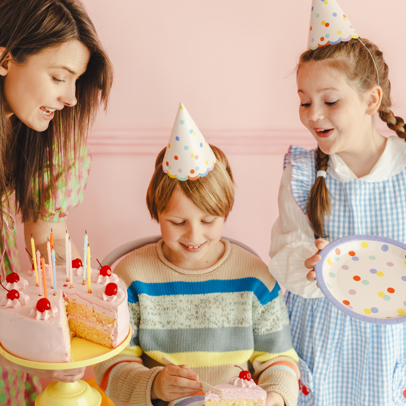Partydeco Pastel Confetti Party Hats - Set of 6