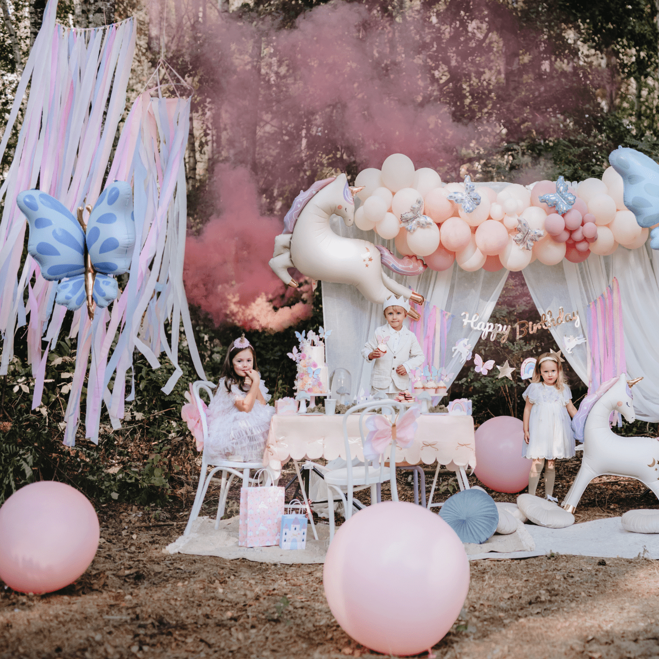 Partydeco Pink Butterfly Foil Balloon