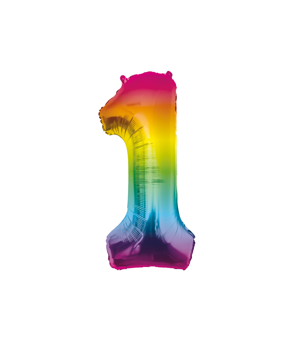 33" RAINBOW NUMBER '1' DEFLATED FOIL BALLOON - Winterberries