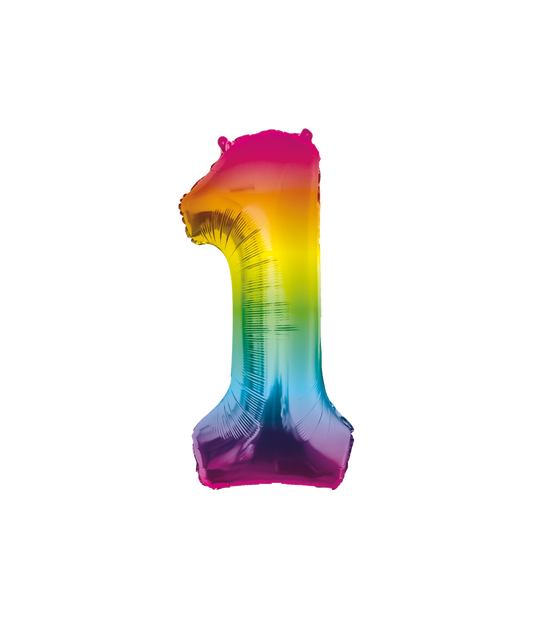 33" RAINBOW NUMBER '1' DEFLATED FOIL BALLOON - Winterberries
