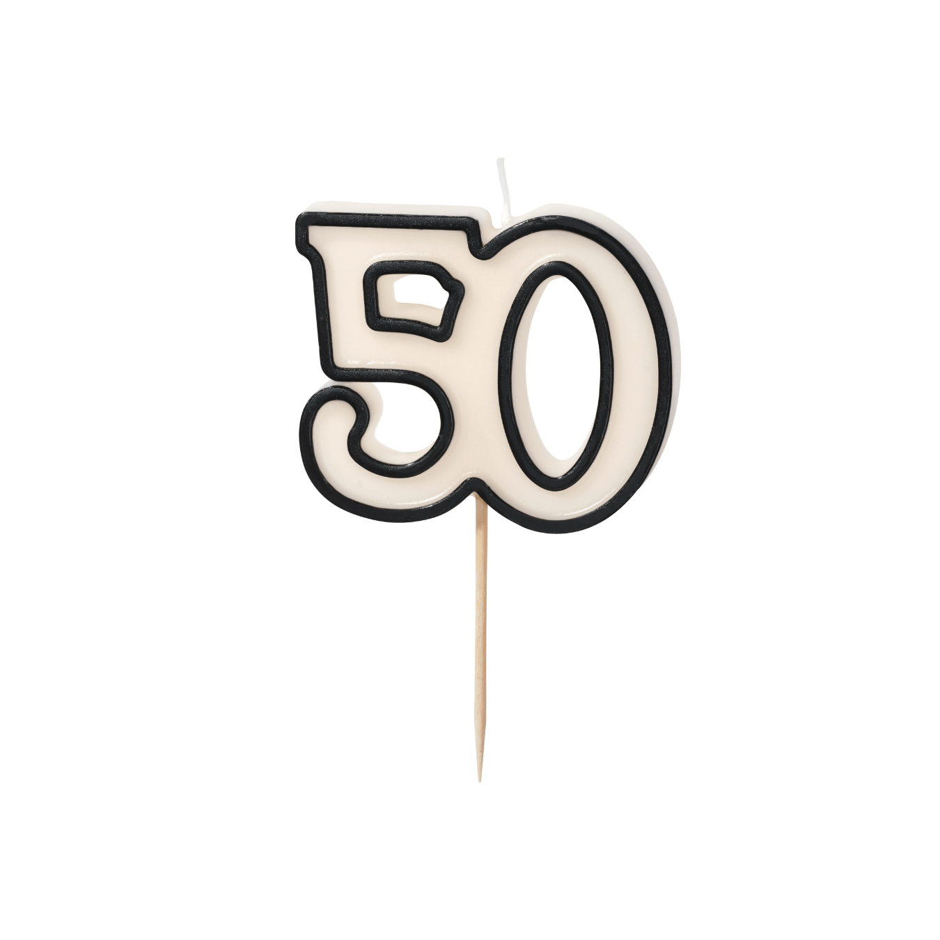 Partydeco Cream & Black Number 50 Candle