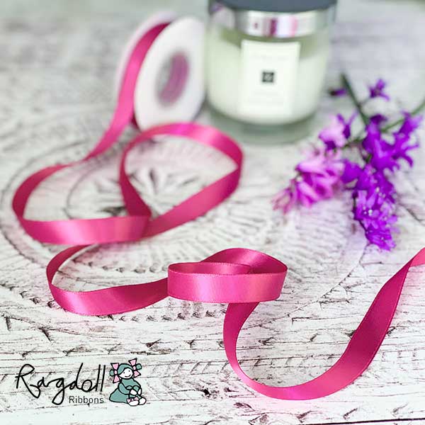 13mm Raspberry Rose Satin Ribbon – 10 Metre Roll - Winterberries
