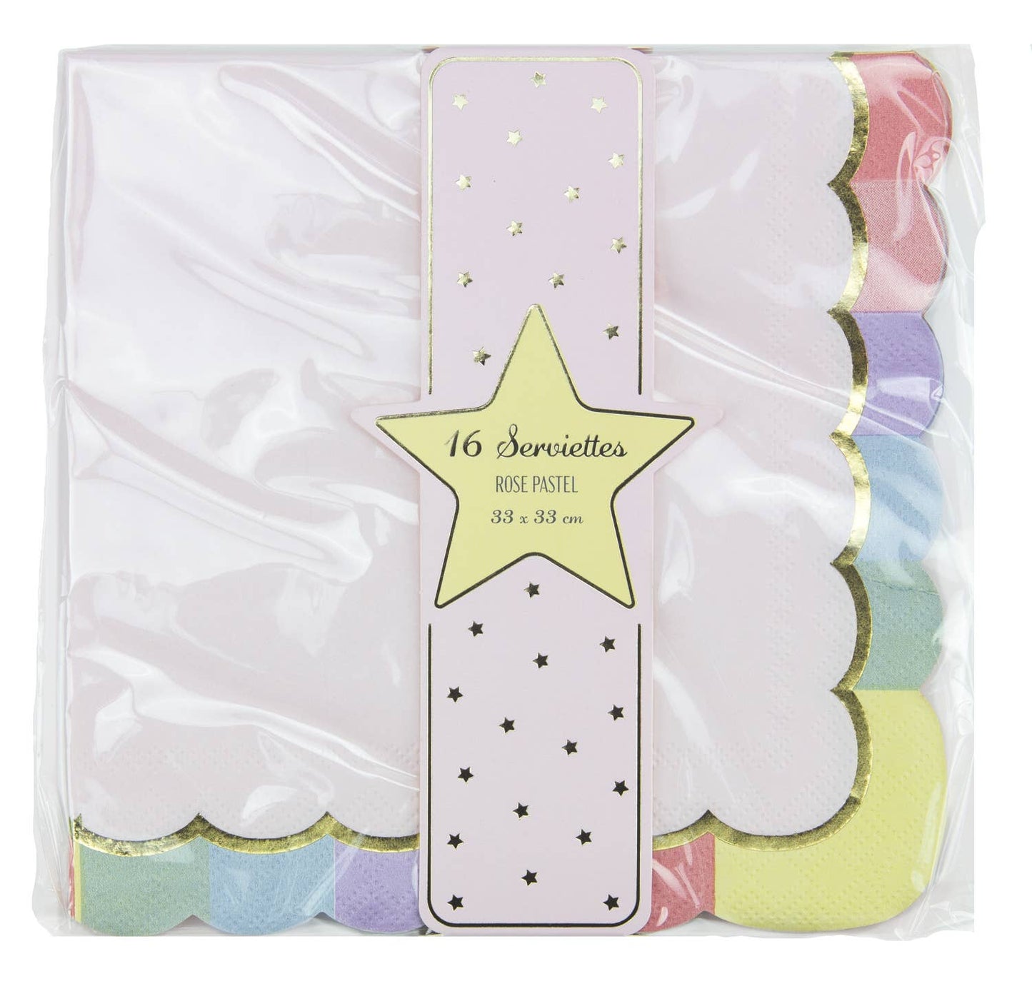 SCALLOPED NAPKINS 33X33CM PASTEL PINK X 16 - Winterberries