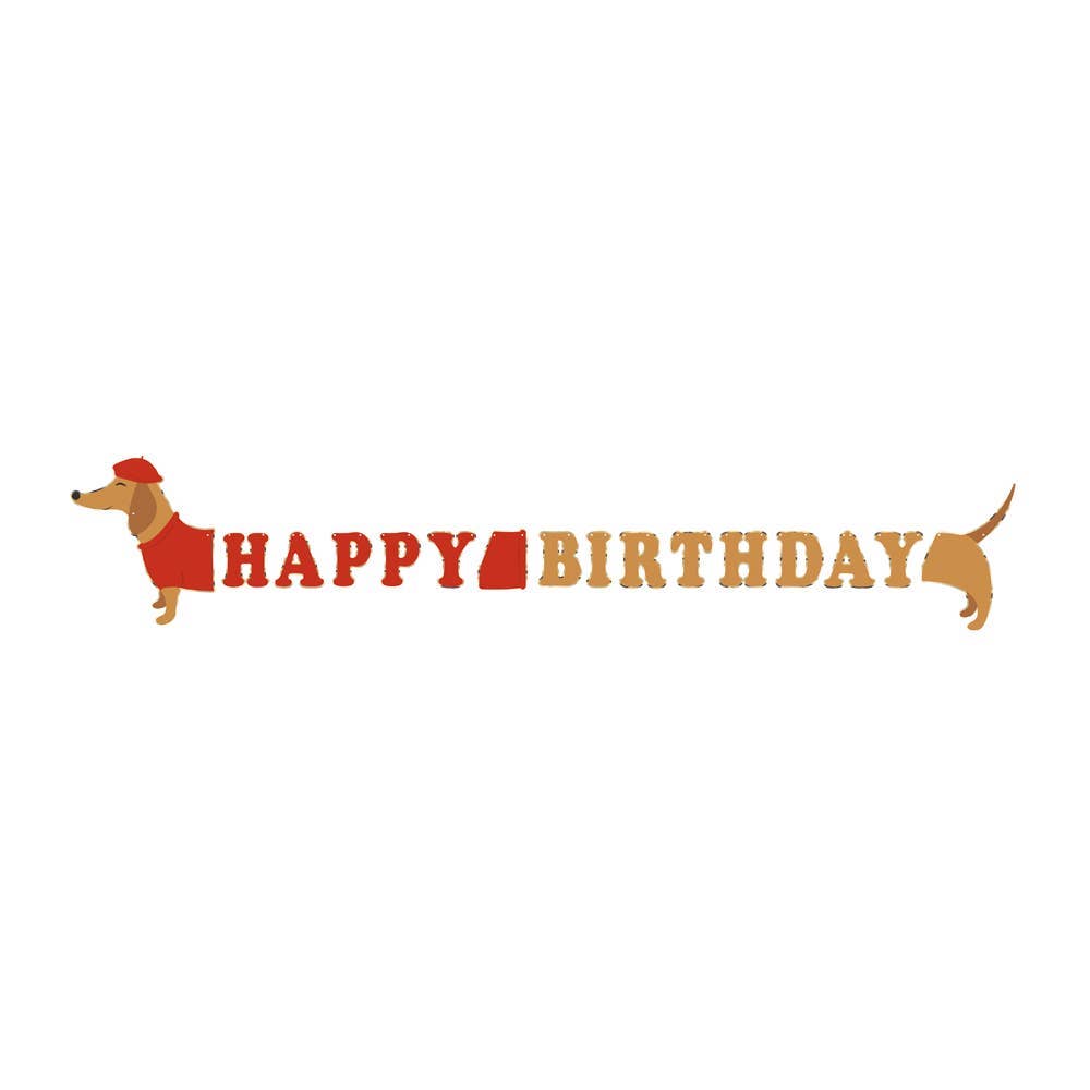 HAPPY BIRTHDAY DACHSHUND PAPER GARLAND - Winterberries