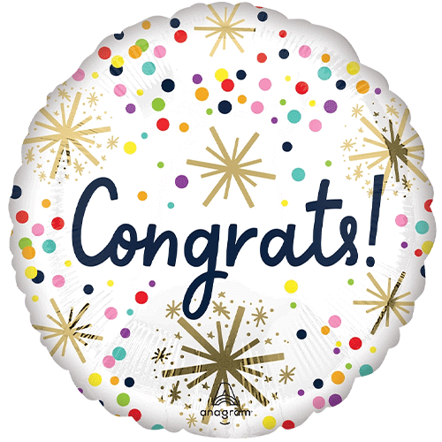 18" CONGRATULATIONS CONFETTI SPRINKLE FOIL BALLOON