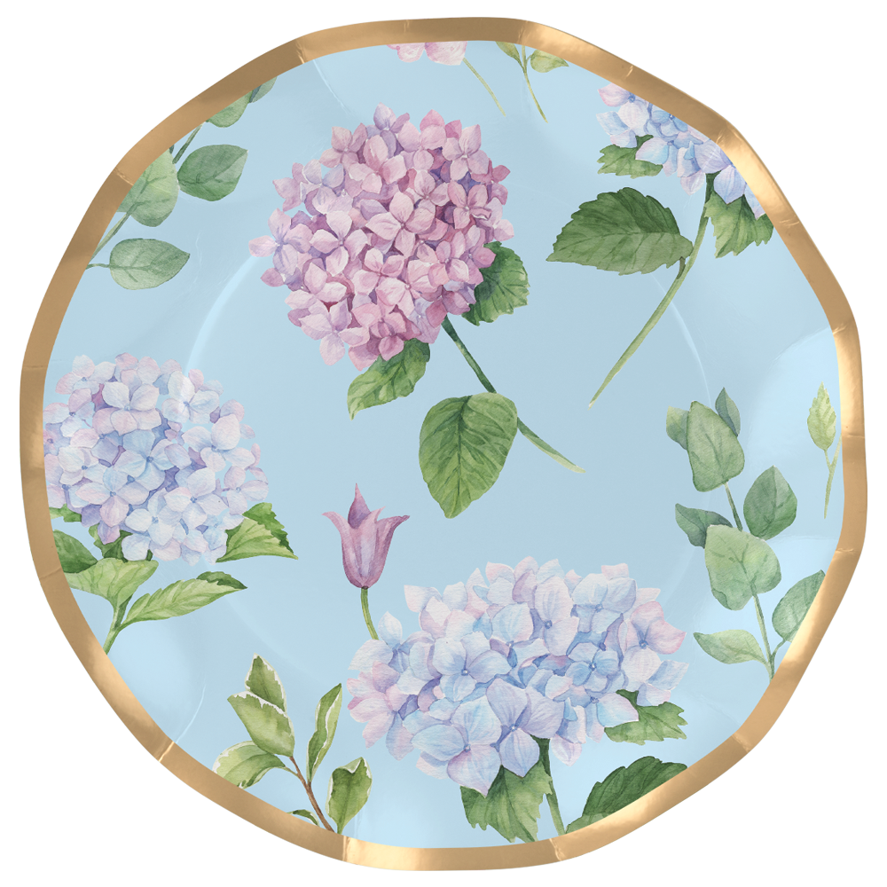 X8 HYDRANGEA FOIL PAPER PLATES
