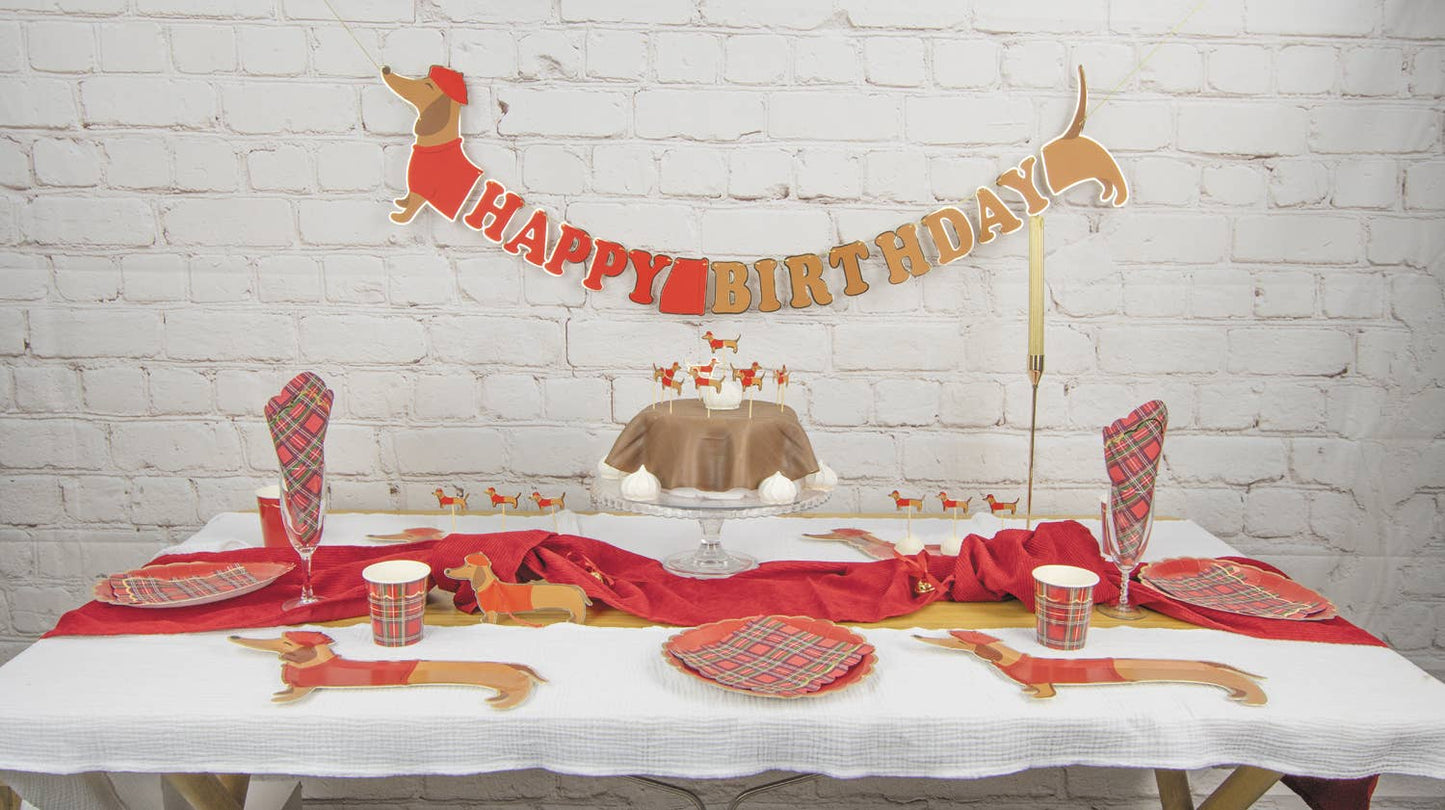 HAPPY BIRTHDAY DACHSHUND PAPER GARLAND - Winterberries