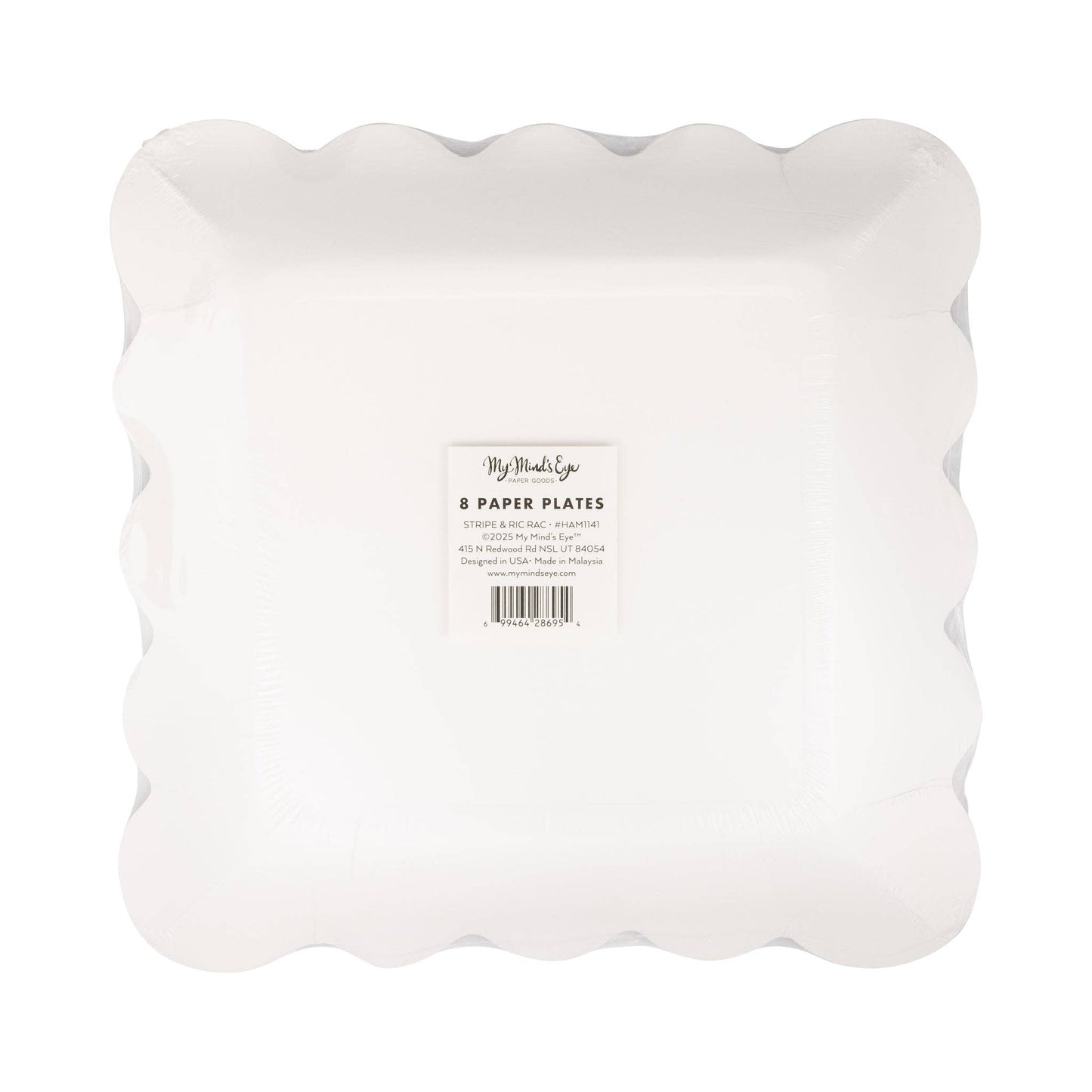 HAM1141 - Hamptons Stripes 9" Ric Rac Trim Paper Plate - Winterberries