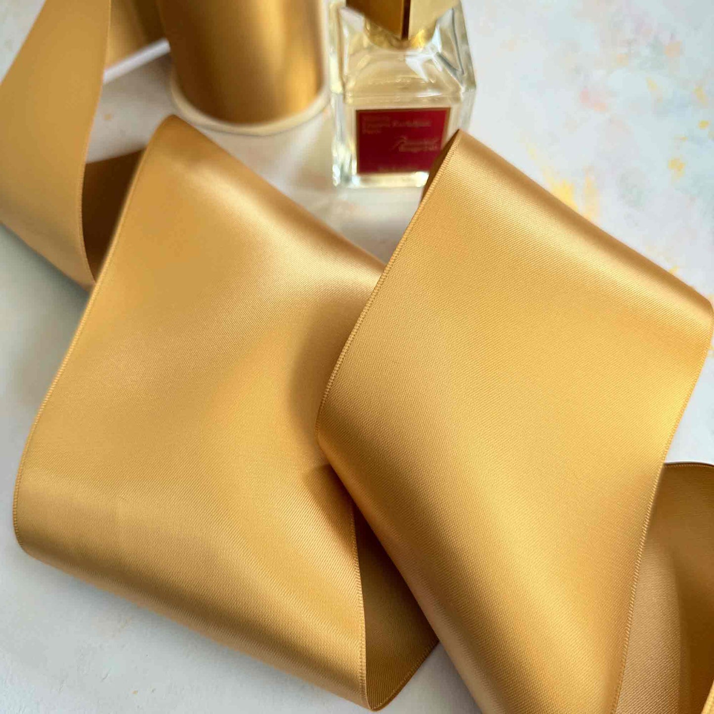 Old Gold Satin Ribbon: 10 Meter Roll / 19 mm - Winterberries