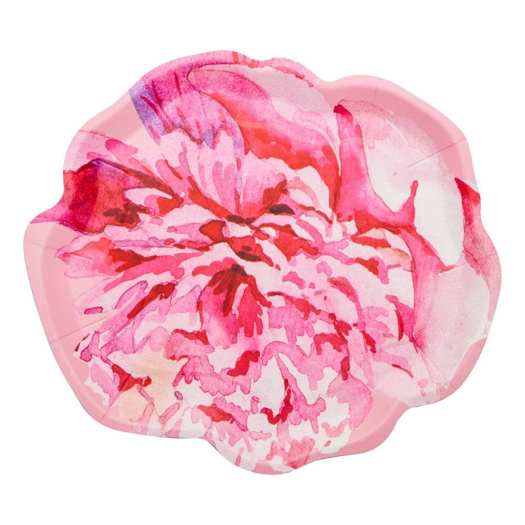 X8 PINK PEONIES PAPER PLATES