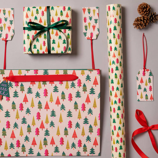 Christmas Gift Wrapping Paper 3M Tree Cream FSC - Winterberries