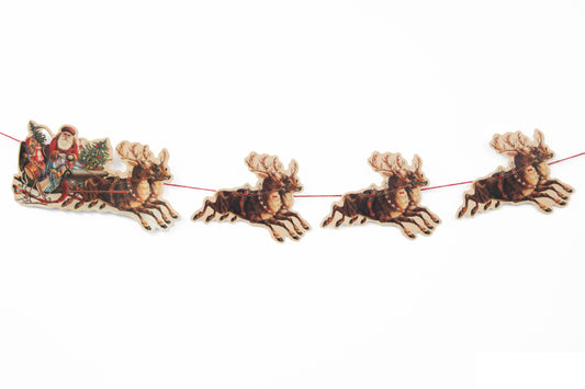 DIE-CUT SANTA SLEIGH PAPER GARLAND - Winterberries