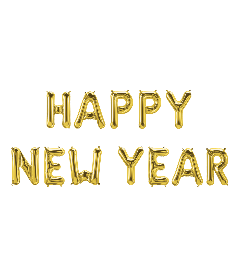 "HAPPY NEW YEAR" GOLD AIR-FILL ONLY BALLOON BUNTING - Winterberries