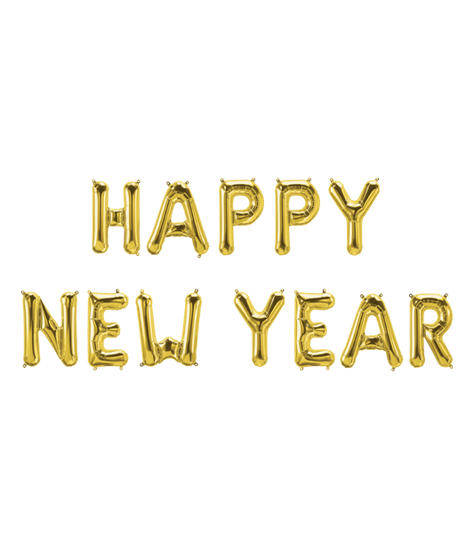 "HAPPY NEW YEAR" GOLD AIR-FILL ONLY BALLOON BUNTING - Winterberries