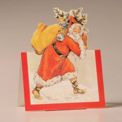 FATHER CHRISTMAS AND TREE NOSTALGIC CHRISTMAS CARD - Winterberries
