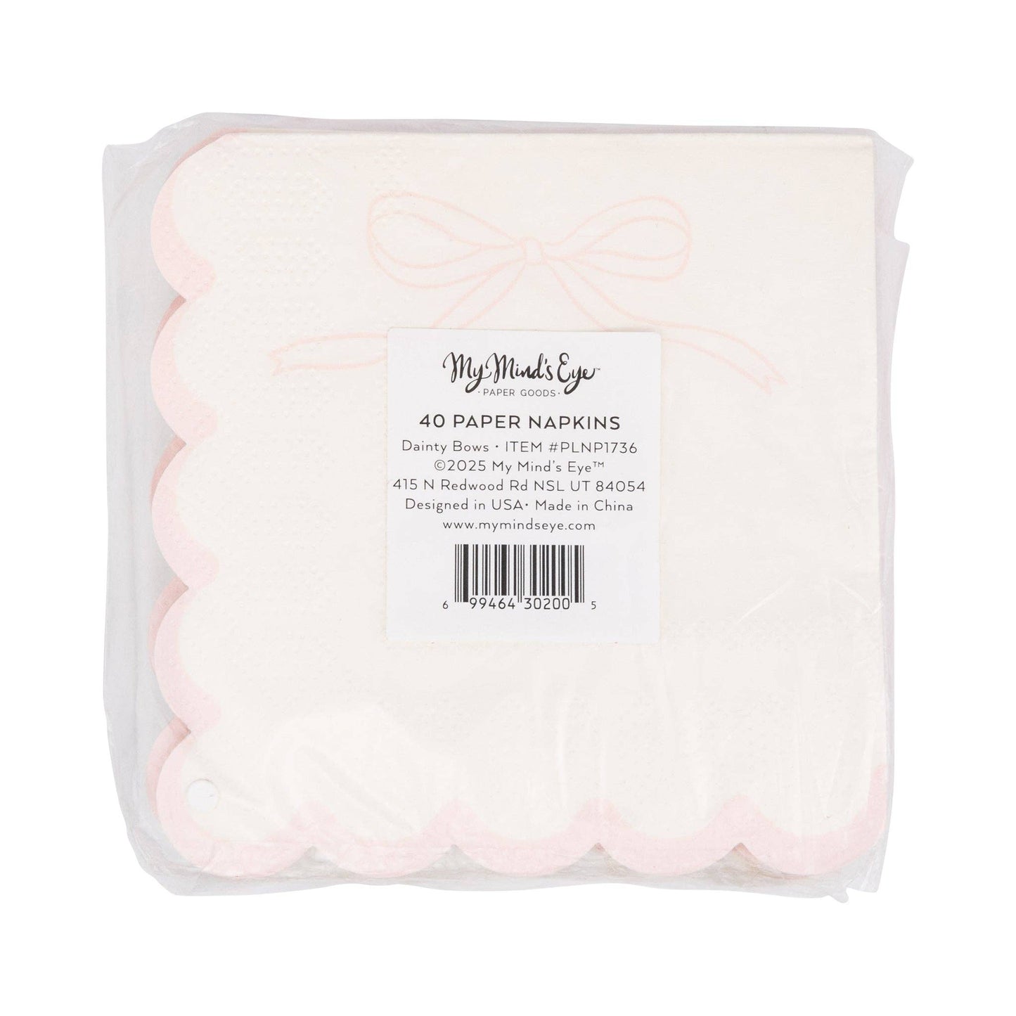 PLNP1736 - Pink Dainty Bows Cocktail Napkin - Winterberries