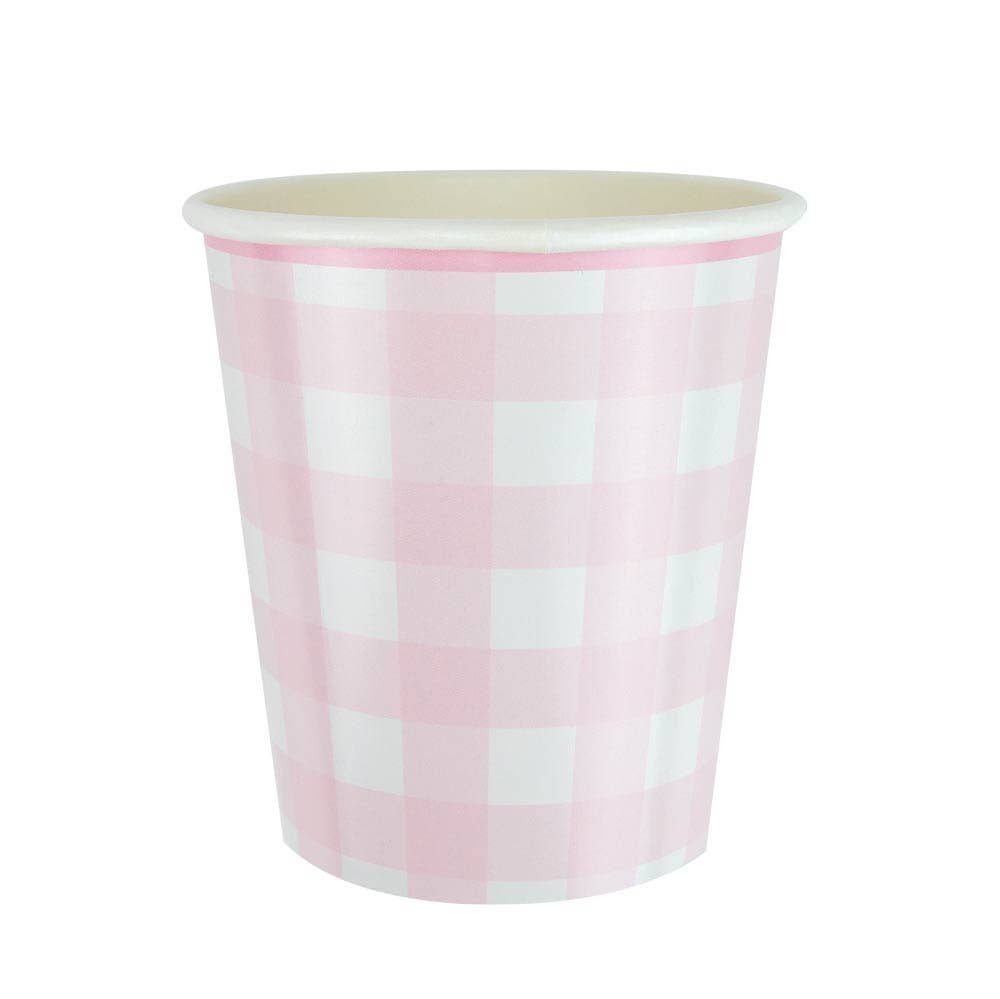 x8 PINK VICHY PAPER CUPS - Winterberries