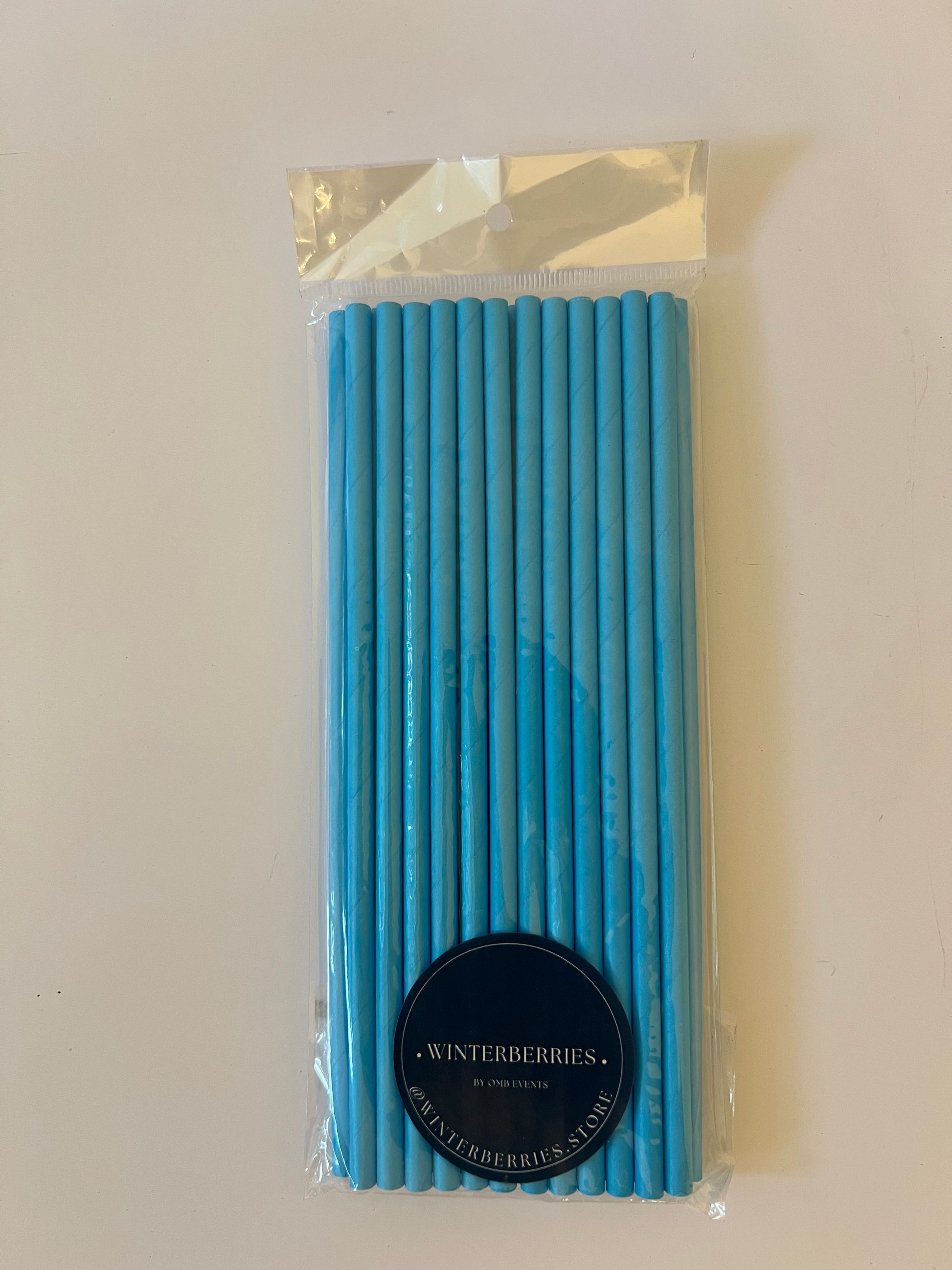 x25 Blue Paper Straw - Winterberries
