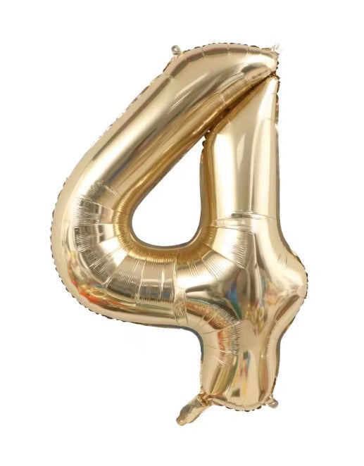 40" CHAMPAGNE GOLD NUMBER '4' DEFLATED FOIL BALLOON