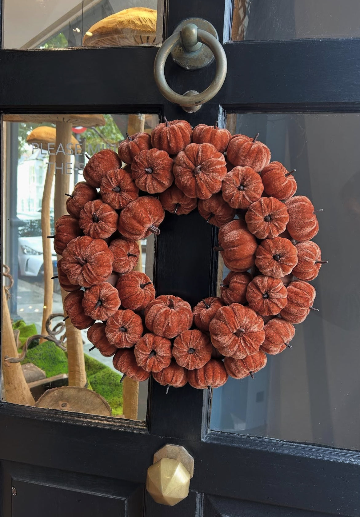 VELVET ORANGE PUMPKIN WREATH - Winterberries