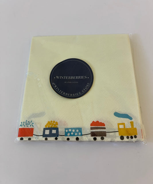x16 TRAIN COCKTAIL PAPER NAPKINS - Winterberries