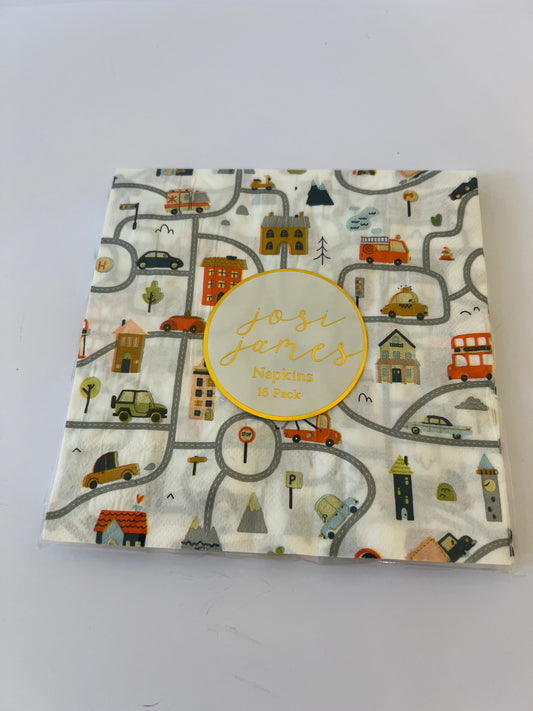x16 CARS ON ROAD PAPER NAPKINS - Winterberries