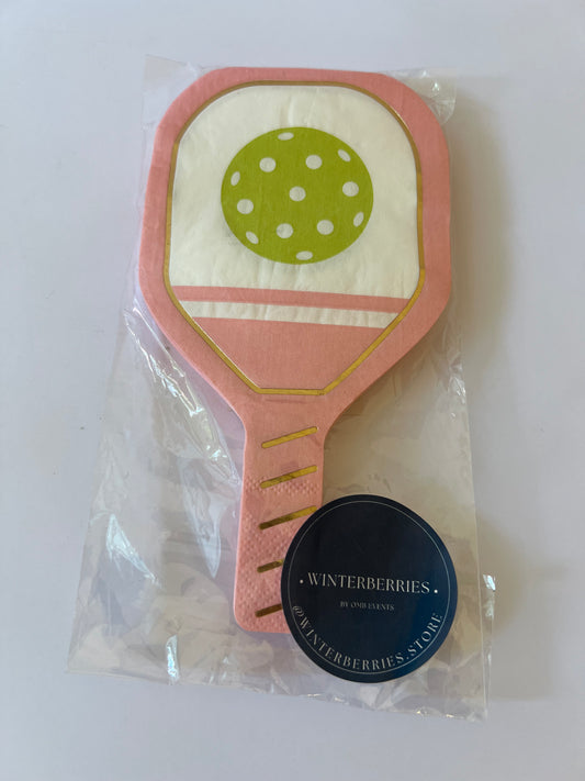 x18 PINK PICKLEBALL RACKET SHAPED PAPER NAPKINS - Winterberries