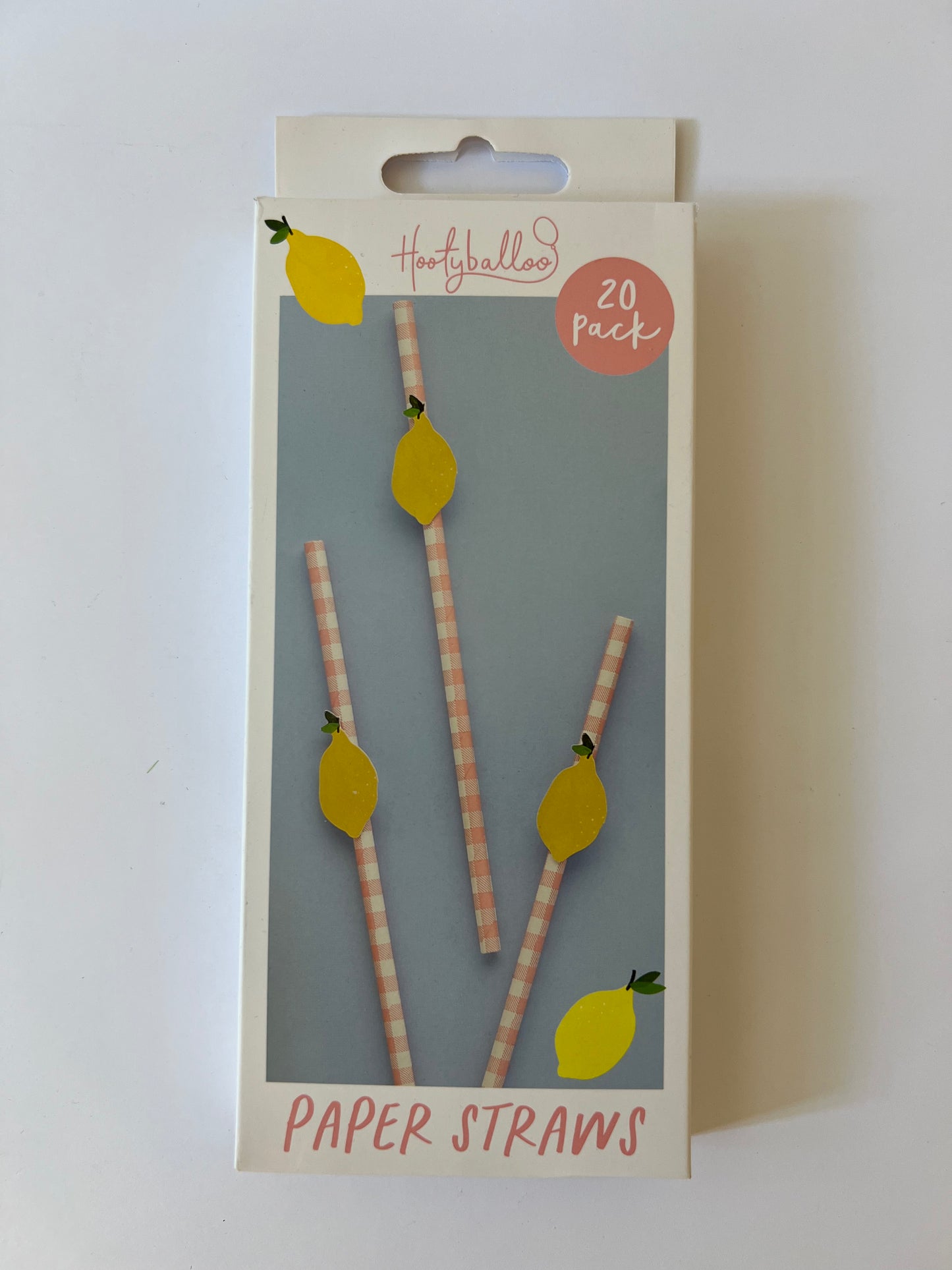 x20 Lemon & Gingham Paper Straws - Winterberries