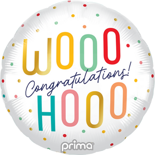 18" 'Congratulations! Woo Hoo' White Balloon