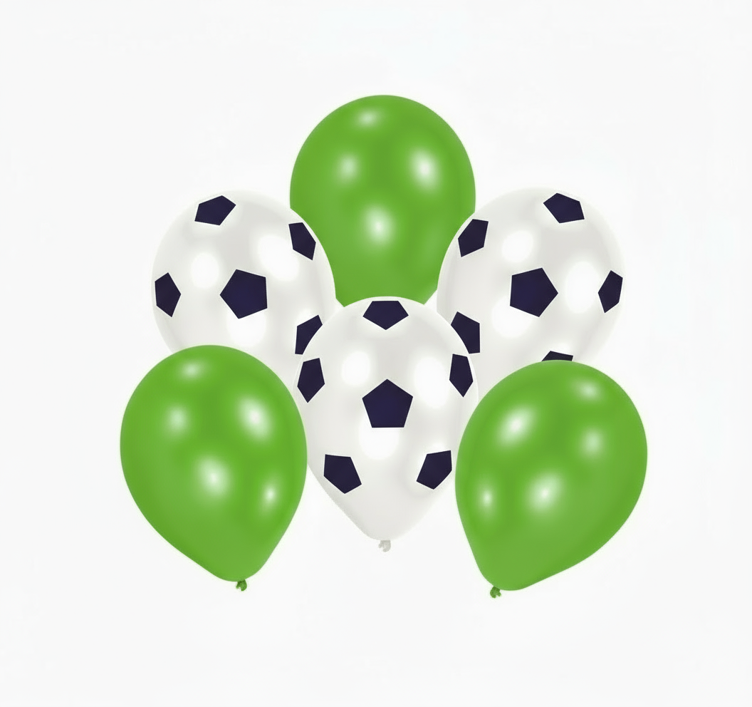10" FOOTBALL BALL AND GREEN LATEX BALLOONS BOUQUET - Winterberries