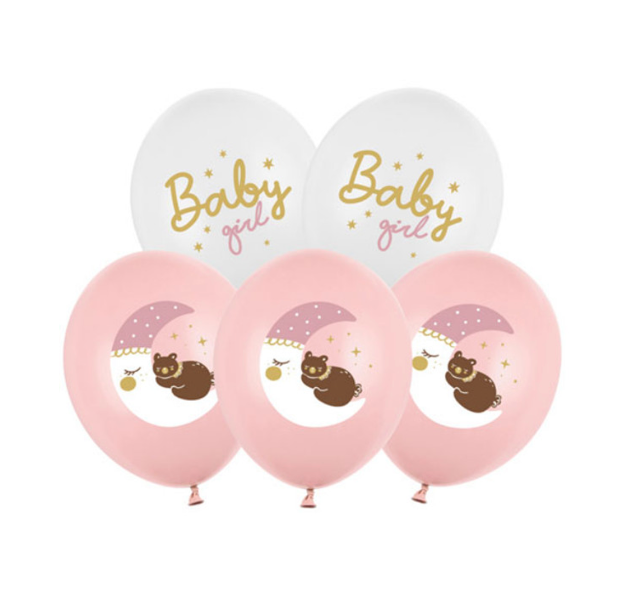 12" BABY AND SLEEPING BEAR ON THE MOON LATEX BALLOONS BOUQUET - Winterberries