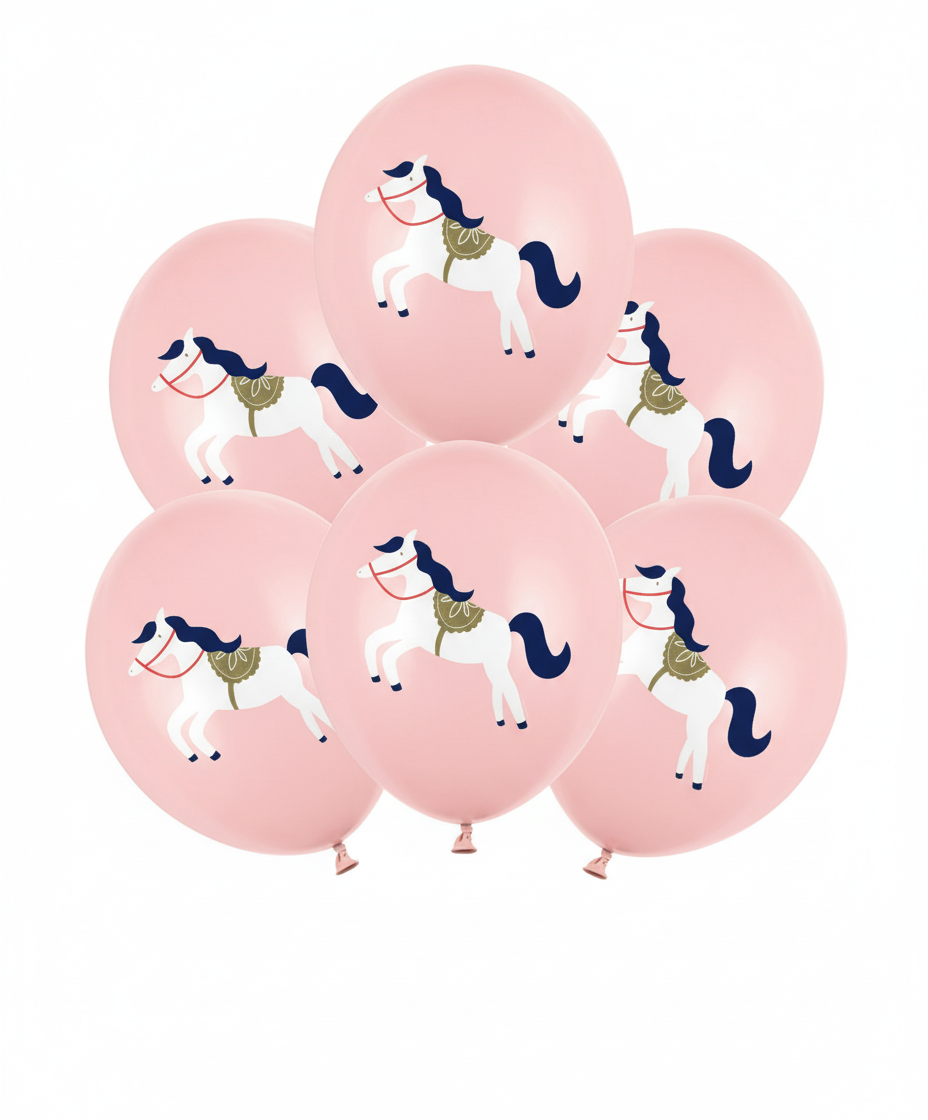 12" HORSE PASTEL PINK ASSORTED LATEX BALLOONS BOUQUET