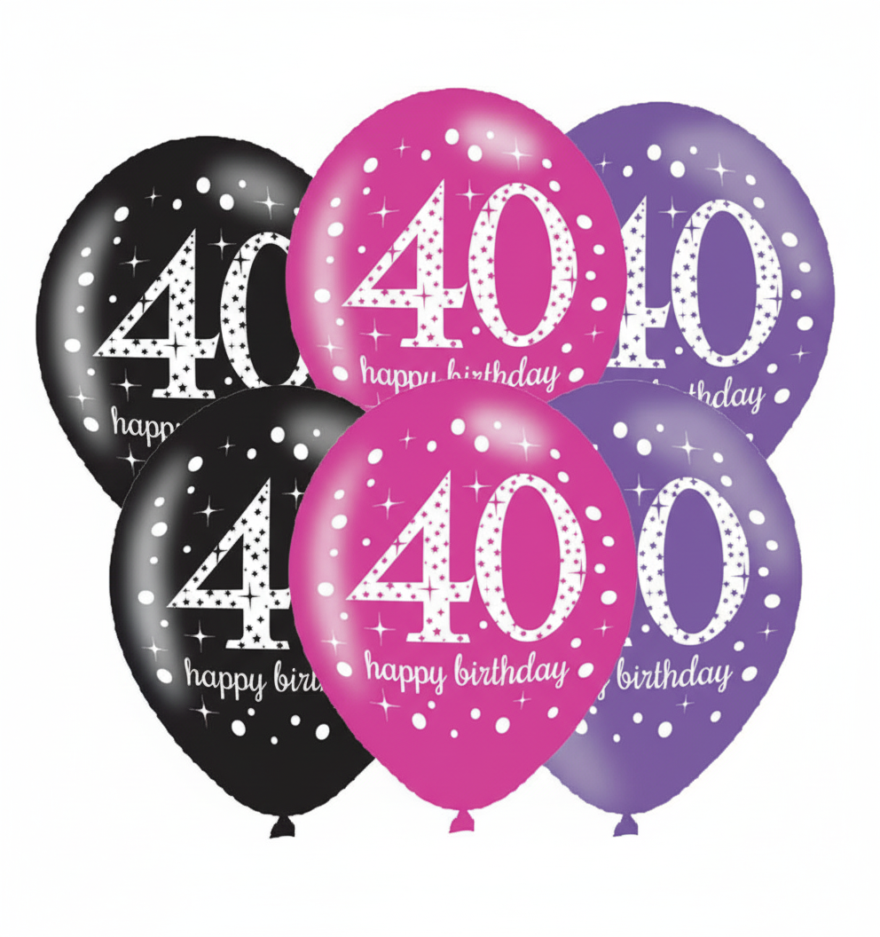11" BLACK AND PINK AGE ASSORTED LATEX BALLOONS BOUQUET - Winterberries