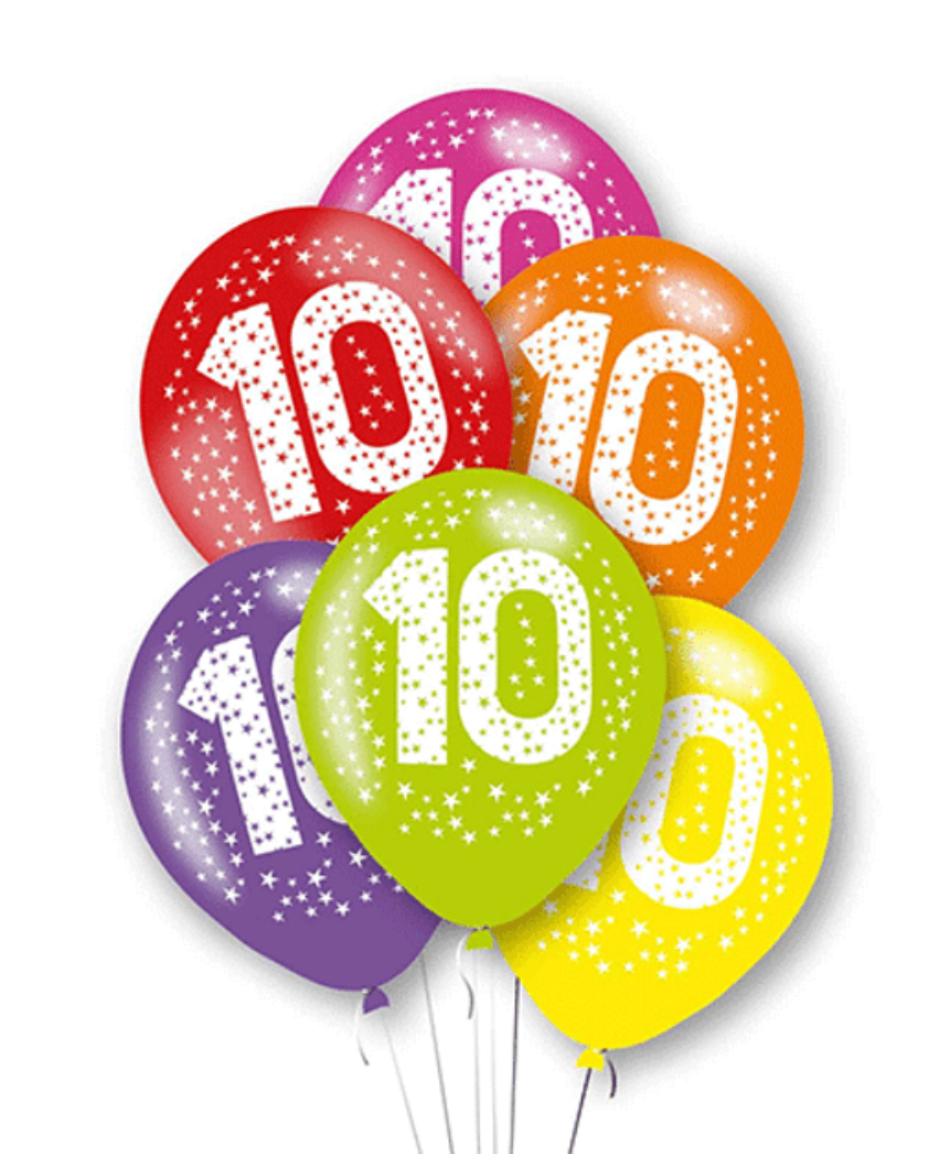 11" STARS AGE ASSORTED LATEX BALLOONS BOUQUET