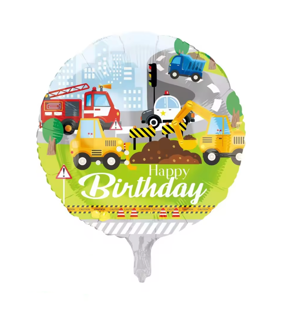 18" 'HAPPY BIRTHDAY' VEHICLES DEFLATED FOIL BALLOON