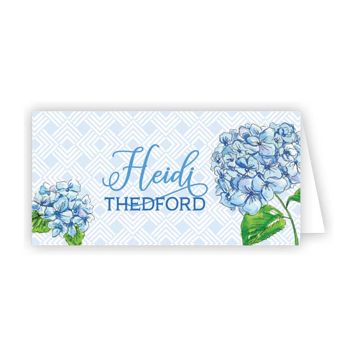 Handpainted Blue Hydrangea Place Card - Winterberries