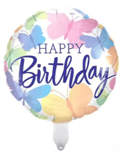 18" HAPPY BIRTHDAY PASTEL ROUND FOIL BALLOON - Winterberries