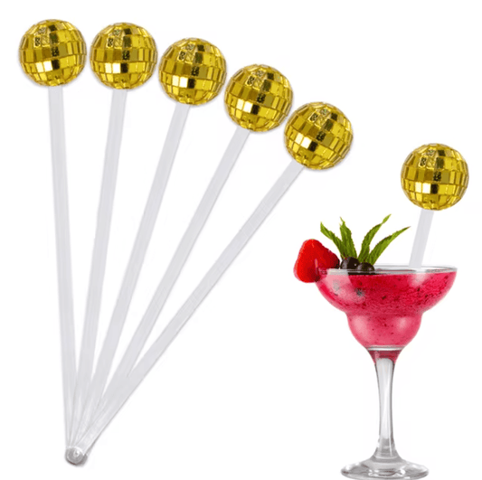 Gold Disco Ball Cocktail Stirrer - Winterberries
