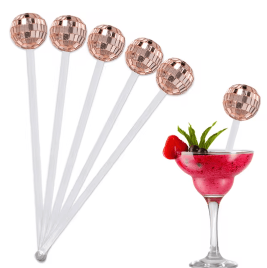 Rose Gold Disco Ball Cocktail Stirrer - Winterberries