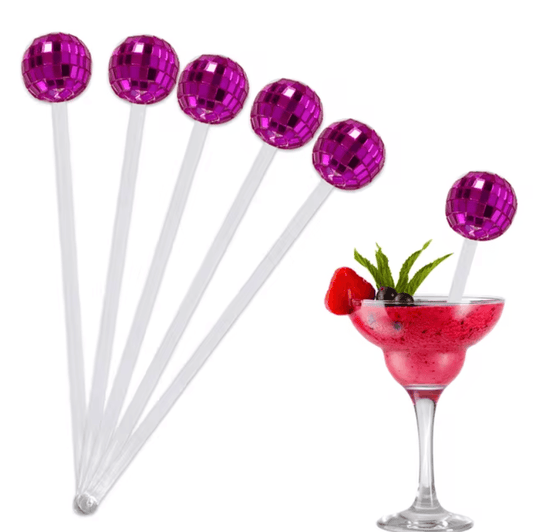 Rose Red Disco Ball Cocktail Stirrer - Winterberries