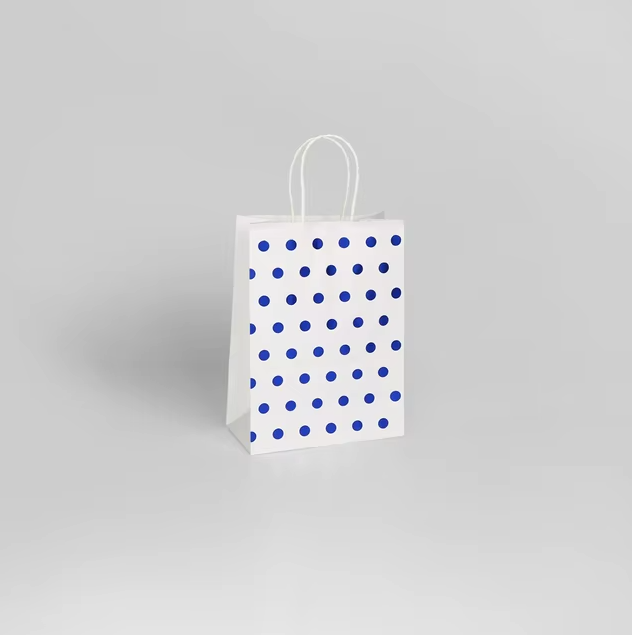 Blue Polka Dot Gift Bag - Winterberries