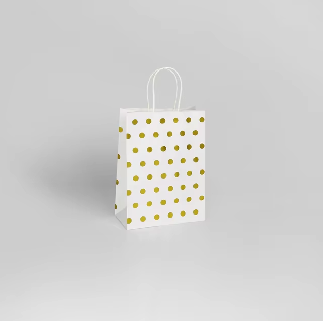 Gold Polka Dot Gift Bag - Winterberries