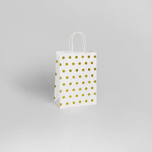 Gold Polka Dot Gift Bag - Winterberries