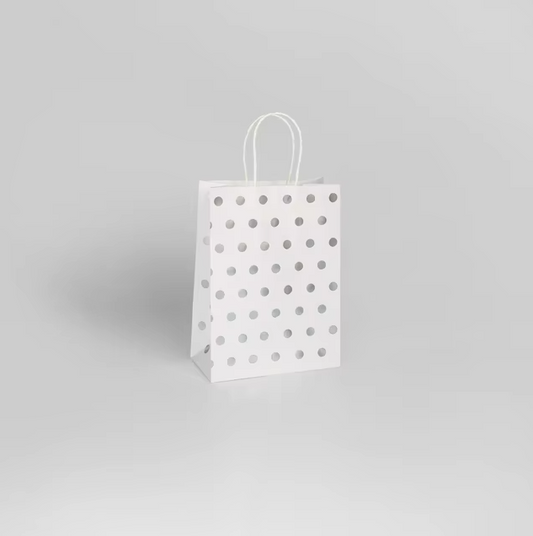 Silver Polka Dot Gift Bag - Winterberries