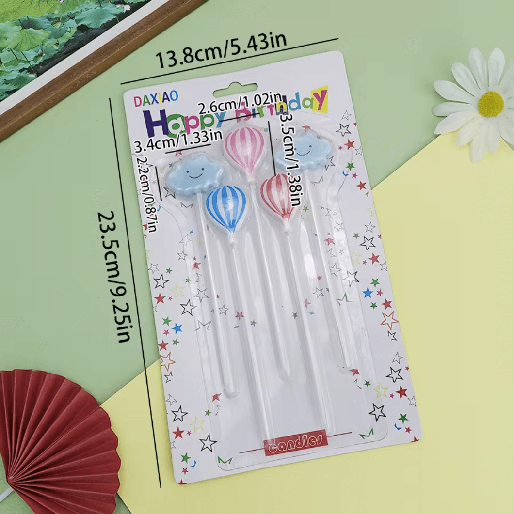 x5 Hot Air Balloon and Cloud Birthday Candles - Winterberries